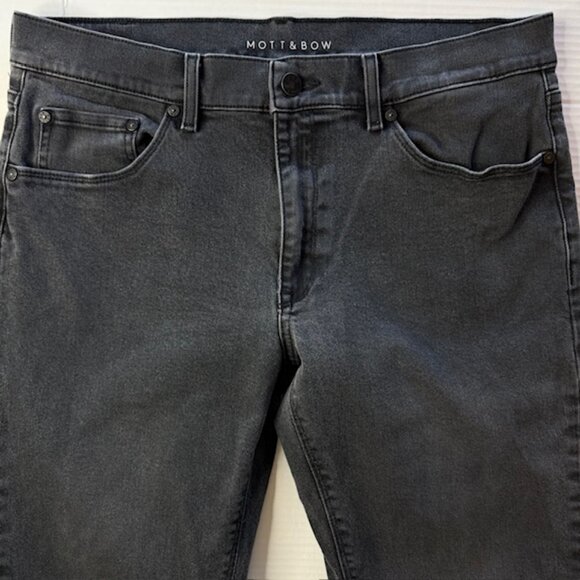 Mott & Bow Slim Fit Stone Jeans Men 33x32 Dark Grey Stretch Zip Fly - Picture 11 of 13